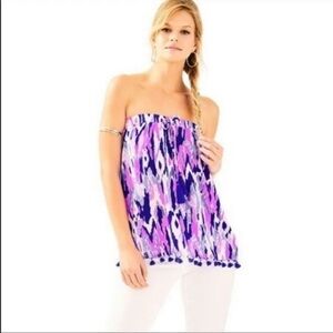 Women’s Lilly Pulitzer one too many palma tube top amethyst ikat print Size S